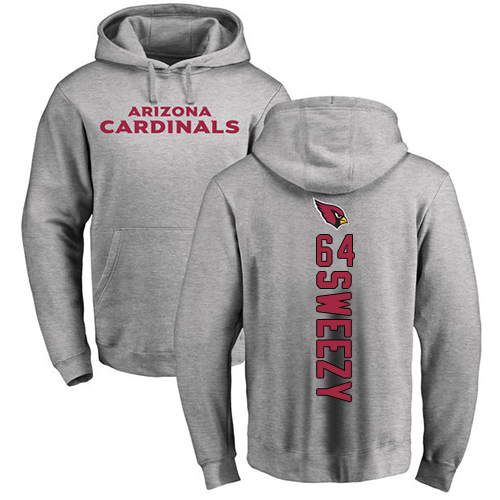 Arizona Cardinals Men Ash J.R. Sweezy Backer NFL Football 64 Pullover Hoodie Sweatshirts